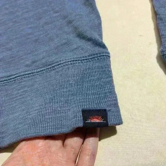 Faherty Mens Blue Hoodie Sweatshirt Striped Knit Organic Cotton Size Medium - Picture 10 of 10